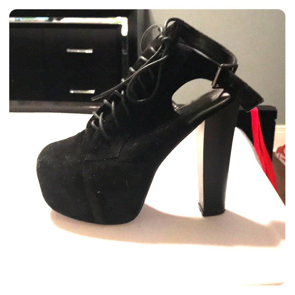 Black booty heels